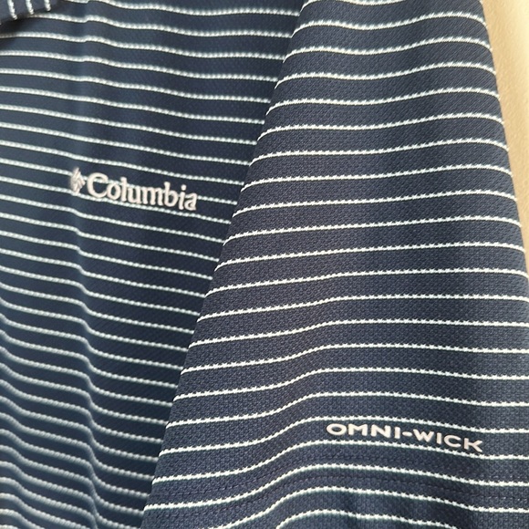Columbia Navy/White Stripe Golf Shirt - Picture 2 of 4
